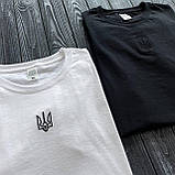 Футболка чоловіча сіра патріотична бавовна з принтом гербом України, фото 2