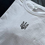 Футболка чоловіча сіра патріотична бавовна з принтом гербом України, фото 3
