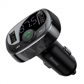 FM-трансмітер модулятор Baseus + АЗП T-Typed Bluetooth FM Launcher 3,4 A 2USB black