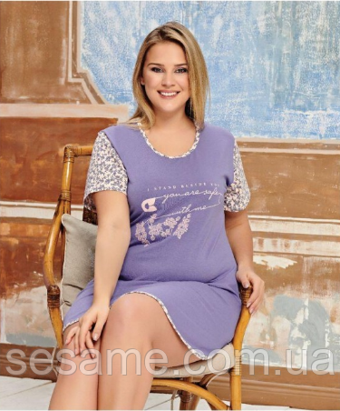 Піжама жіноча комплект для сну, нічна сорочка, нічнушка батал ТМ Rubina 3942 (Туреччина)