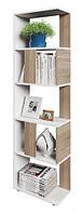 Удобный стеллаж для дома, перегородка, книжный шкаф из ДСП 5 отделений, СТ-5-450 цвет Белый \ Дуб Сонома