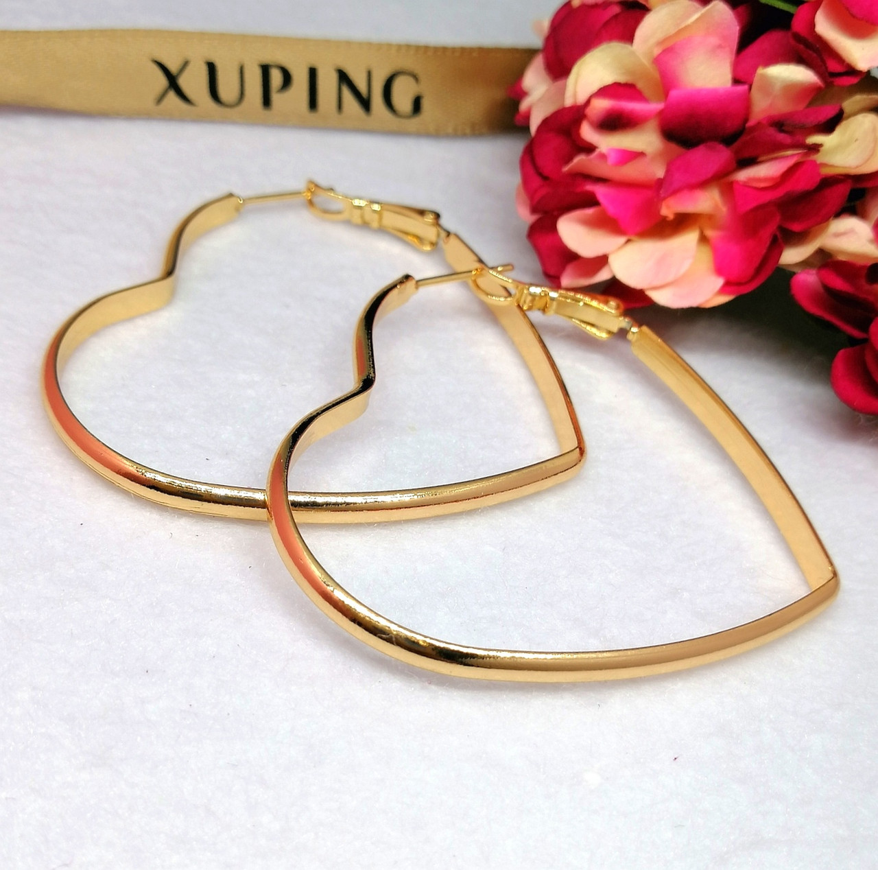 Сережки-конго у формі серця із медичного золота Xuping, с-3088