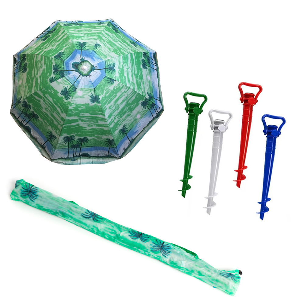 Зонт пляжний великий садовий з нахилом захистом від UV променів парасольки для моря пляжу відпочинку 180 см сірий кант, фото 1