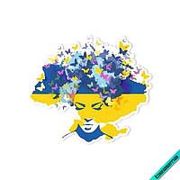 Термонаклейка Карта Украины сине-желтый фон цветы девушка [Свой размер в ассортименте]