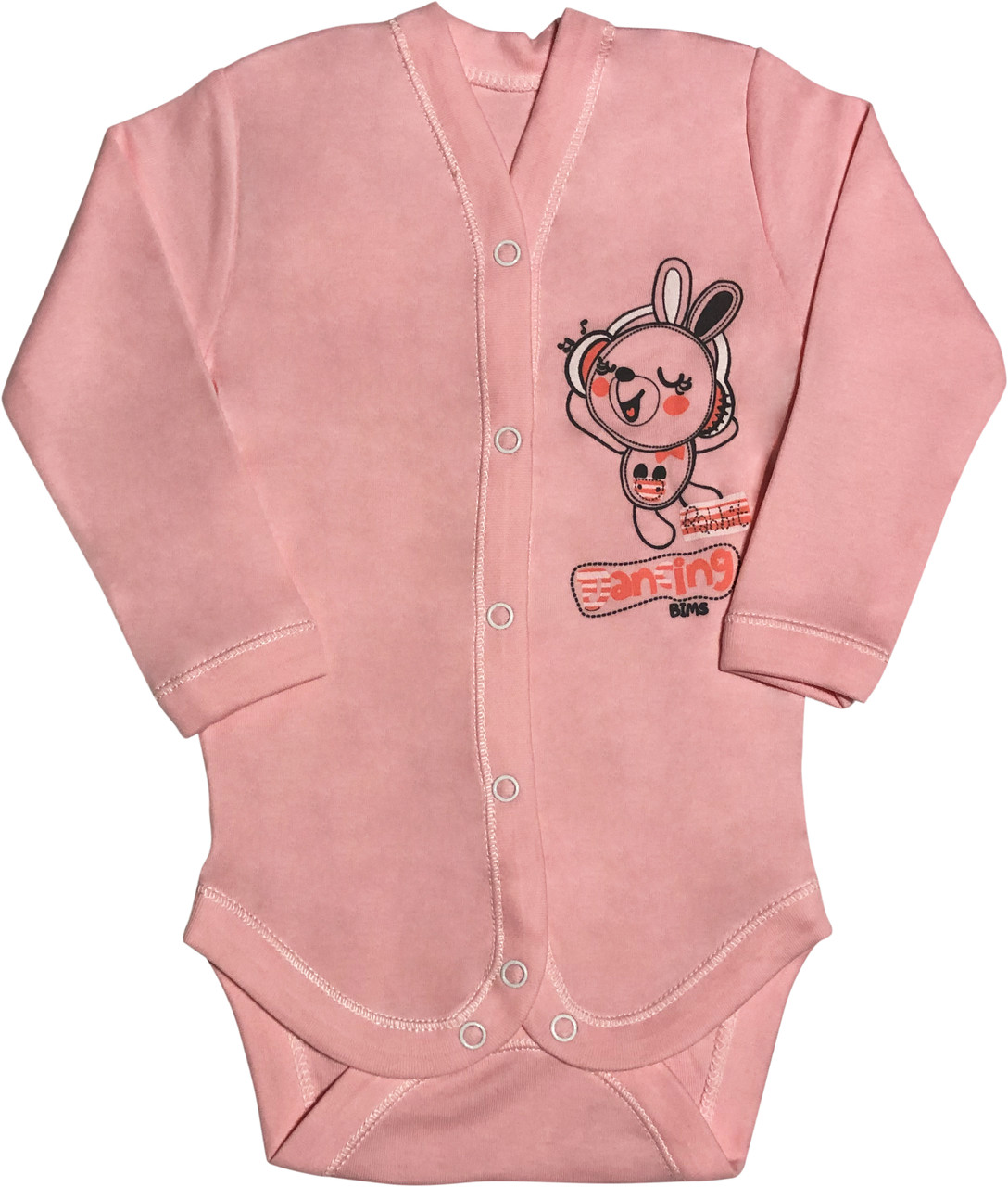 Дитячий боді ріст 74 6-9 міс інтерлок рожевий на дівчинку з довгим рукавом для новонароджених Р-334