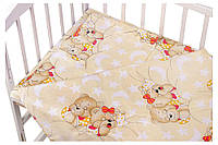 Комплект сменного постельного белья 3 в 1 бязь Мишки Спят для детской кроватки размером 120 на 60