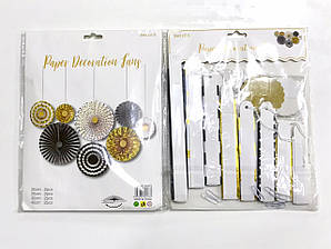 Набір віял для фотозони золото чорне