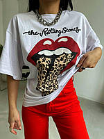 Женская оверсайз футболка оверсайз из коттона с ярким принтом молодежная (р. 42-46) 77FU1047