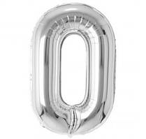 Фольгована цифра Slim STAR срібний "0" 40" (102см) в упаковці