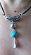 Кольє каучук зі сріблом і бірюзою, фото 2