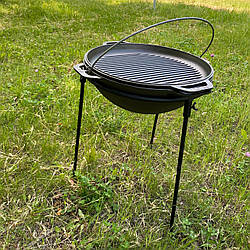 Казан чавунний 12 літрів з кришкою-сковородою гриль Brizoll + Тренога