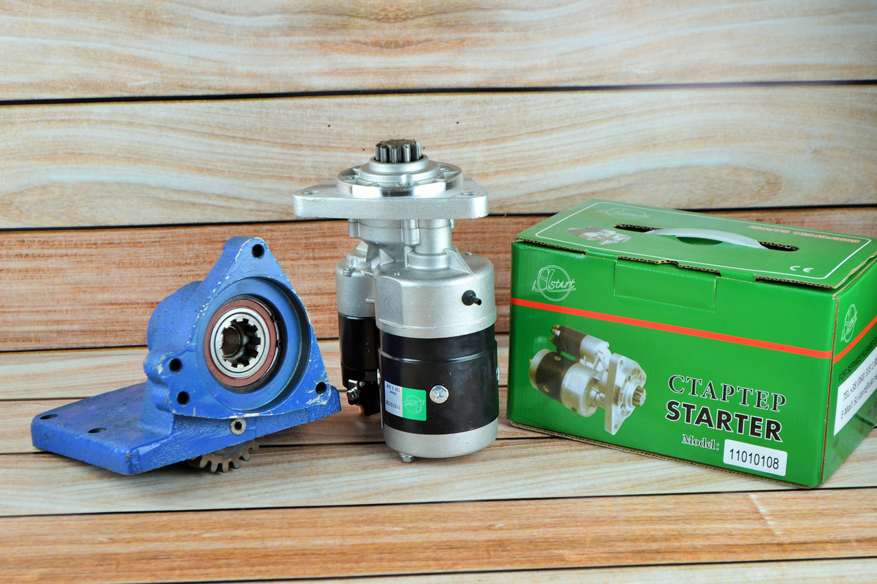 Стартер Slovak 3,2квт і Плита Посилена (2підшип)місто пускача ПДМ  (МТЗ, ЮМЗ, Т-150) (комплект переобладнання), фото 1