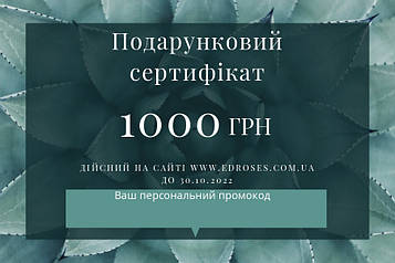 Подарунковий Сертифікат 1000 у фірмовому конверті.