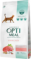 Сухой корм Optimeal (Оптимил) 10кг с говядиной для стерилизованых котов