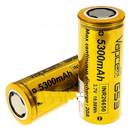 Акумулятор Vapcell 26650 Li-Ion 5300mah 3,7V 20A високотоковий без плати захисту, фото 2
