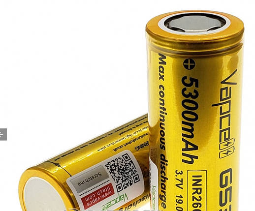Акумулятор Vapcell 26650 Li-Ion 5300mah 3,7V 20A високотоковий без плати захисту, фото 3