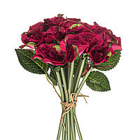 Штучна троянда Садова букет, 15 голів, бордовий