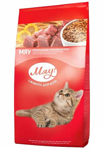 Сухий корм для котів Мяу із м'ясом, рисом та овочами 14 кг