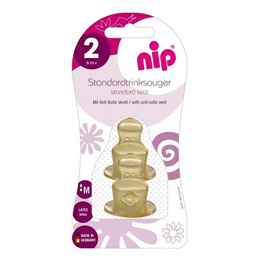 Соска латексна ортодонтична антиколікова середній потік (6+ міс) NIP 2 шт. (4000821330054)