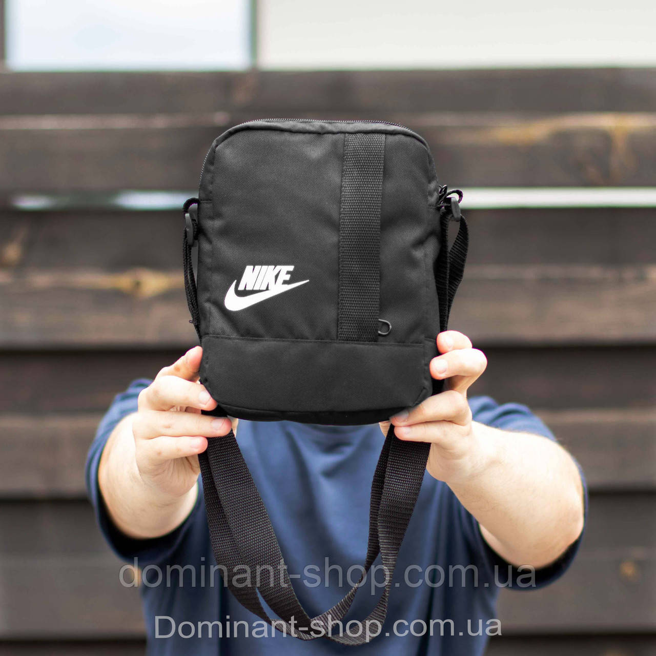 Чоловіча спортивна барсетка Nike Mini через плече сумка месенджер Найк чорна для повсякденного носіння