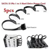 Перехідник живлення SATA (сата) 15 pin -> 5 шт SATA (сата) 15 кабель, фото 5