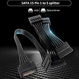 Перехідник живлення SATA (сата) 15 pin -> 5 шт SATA (сата) 15 кабель, фото 8