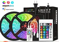 Лента светодиодная RGB 5050 10 м (2по5)или 20 м WI-FI БП 6А +24 кнопки