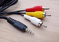 Аудио видео кабель 3x RCA AV - 3.5 мм длина 1.5м тюльпан-mini jack ОПТ