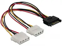 Переходник питания SATA 15pin на 2 MOLEX IDE удлинитель кабель 18AWG