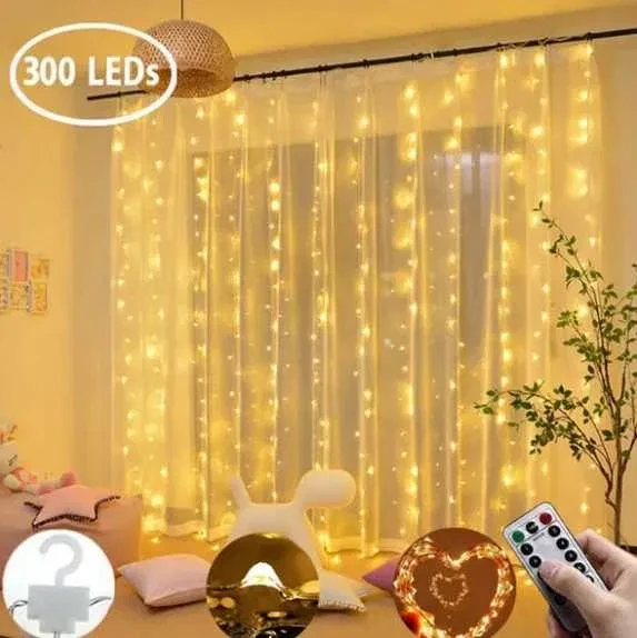 Гірлянда світильник "стіна" "водоспад" 300 LED USB + ДК 3*3 м 10 ниток