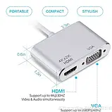 Адаптер 4K USB Type-C USB 3.1 —> HDMI+VGA/ТВ/Multiport монітор/телів, фото 5
