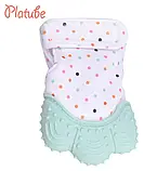 Рукавичка — прорізувач, гризунець для новонародженого рожевий/зелений, фото 4