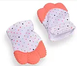 Рукавичка — прорізувач, гризунець для новонародженого рожевий/зелений, фото 8