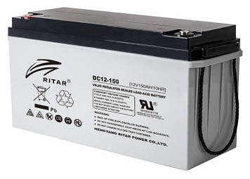 Акумуляторна батарея AGM RITAR DC12-150, Gray Case, 12V 150Ah (495*185*280)