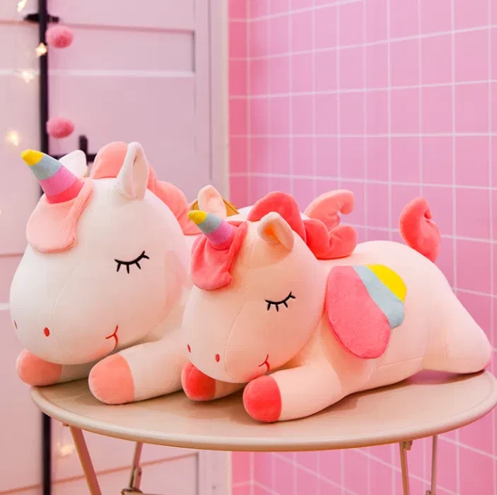 М'яка іграшка Єдиноріг сплячий із райдужними крилами 28/40/52/65 см, фото 1