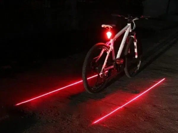 Задній вело габарит 5 LED з лазером на велосипед моргалка ліхтар стоп, фото 1