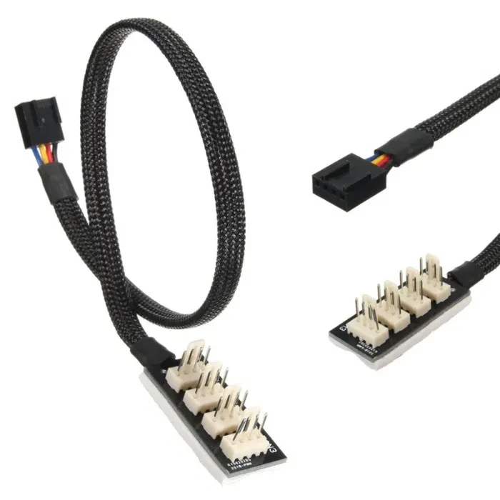 Перехідник 1 кулер на -> 4 розгалужувач живлення 37 см 4 pin hub case fan, фото 1
