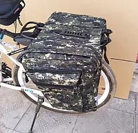 Камуфляжная/черная вело сумка штаны баул на багажник с боками