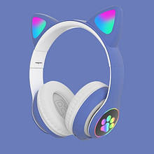 Бездротові навушники LED з котячими вушками CAT STN-28. Колір: синій