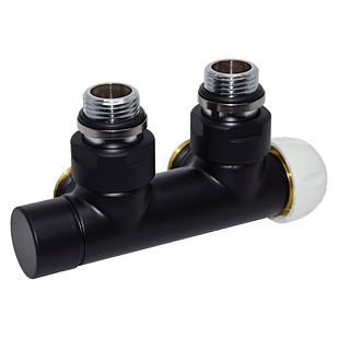 Вузол термостатичний нижнього підключення TWIN THERMO BLACK MATTE чорний кутовий 1/2"x 3/4" Carlo Poletti
