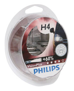 Philips VisionPlus +60% H4 12V 60/55W P43T-38 (2шт.), фото 2