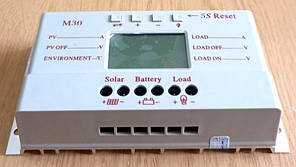 Контролер 30A MPPT + PWM MTK-30A 12/24В з РК-дисплеєм, датчик температури, USB