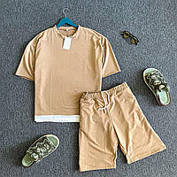 Мужской летний комплект шорты и футболка оверсайз | Стильные мужские футболка и шорты в комплекте