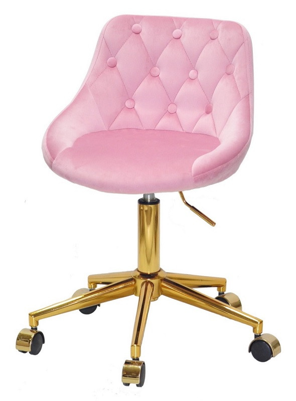 Стілець Foro Button GD-Modern Office велюр фрез В-1025 золота хрестовина з колесами, регулювання висоти