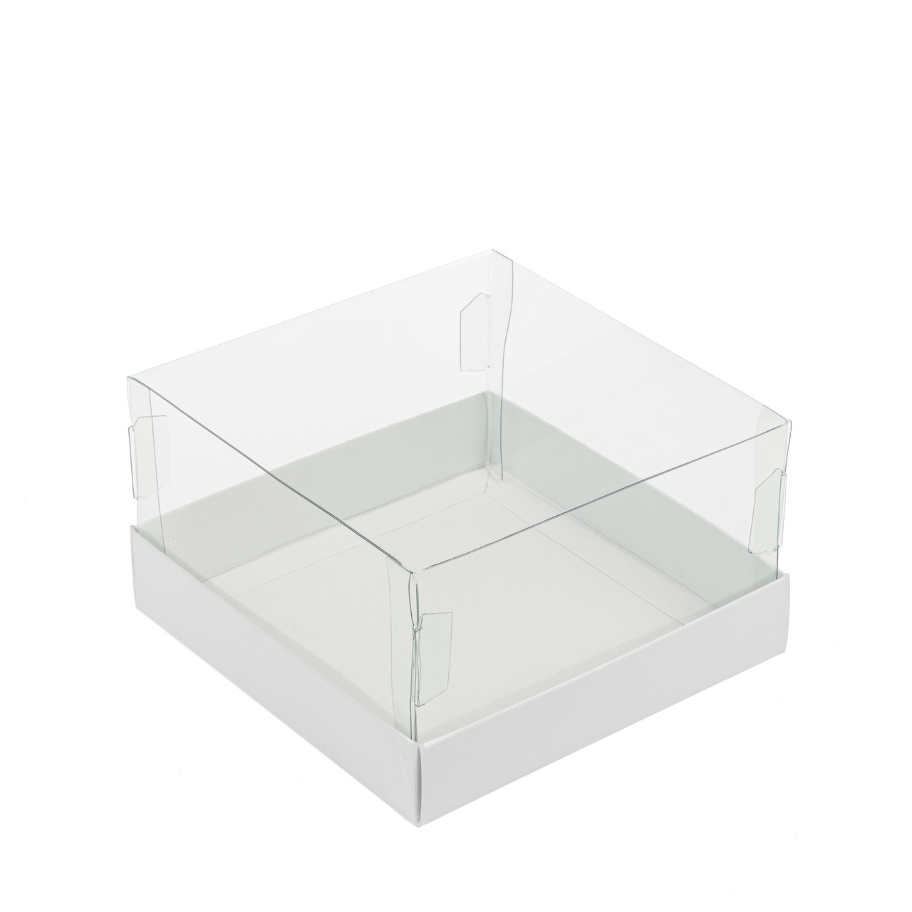 Коробка 100х100х70 для десертів з прозорою кришкою, біла, фото 1
