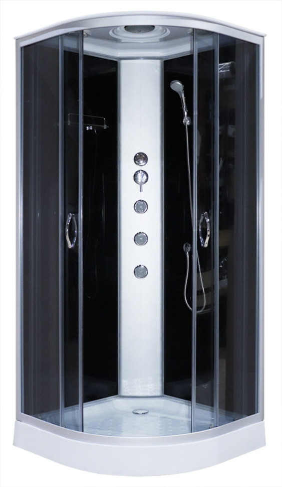 Душовий гідробокс 100*100*210 см переднє скло gray, заднє скло black, низький піддон