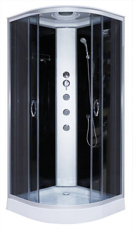 Душовий гідробокс 80*80*210 см переднє скло gray, заднє скло black, низький піддон, фото 1