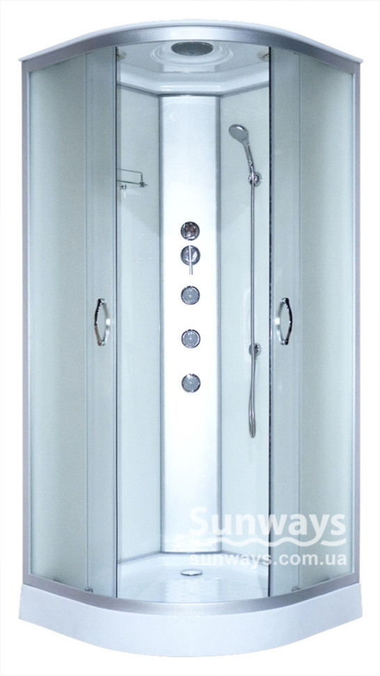 Душовий гідробокс 100*100*210 см переднє скло matt, заднє скло white, низький піддон