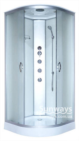 Душовий гідробокс 100*100*210 см переднє скло matt, заднє скло white, низький піддон, фото 1