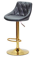 Барный стул Foro SV Button BAR GD-Base черный кожзам, на золотой ноге с регулировкой высоты